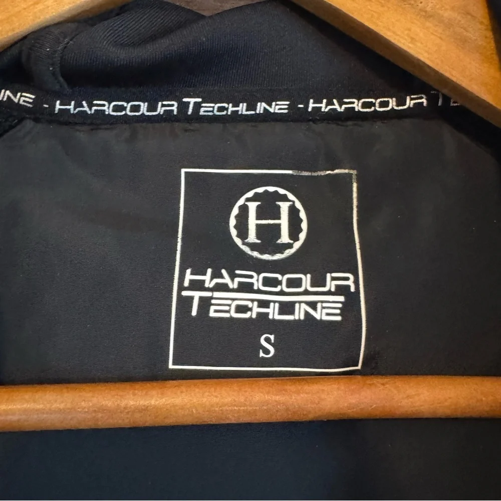 Harcour Techline Equestrian Black Quilted Hooded Zip Up Jacket Size Small